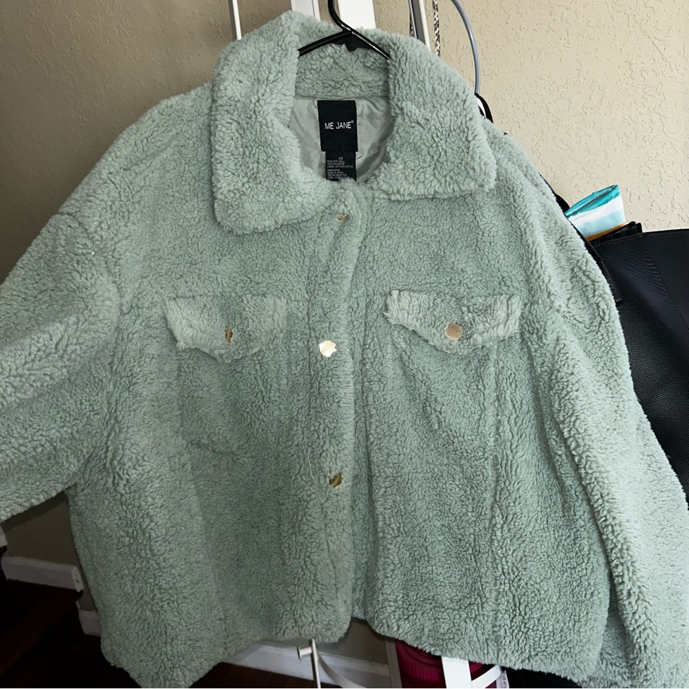 Torrid Forever 21 Plus Size Sherpa Sage Green Jacket